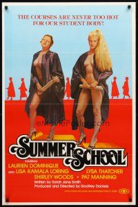 9w756 SUMMER SCHOOL 1sh '79 Laurien Dominique, Lisa Kamala Loring, art of sexy student bodies!