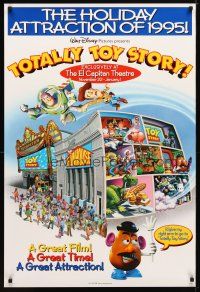 9w787 TOTALLY TOY STORY DS 1sh '95 cool art of funhouse at The El Capitan Theatre!