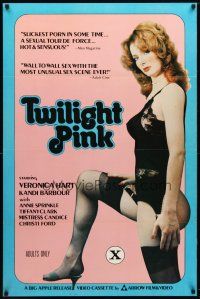 9w795 TWILIGHT PINK video/theatrical 1sh '81 sexy Veronica Hart in black lingerie & nylons!