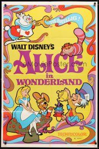 9x026 ALICE IN WONDERLAND 1sh R81 Walt Disney Lewis Carroll classic, cool psychedelic art!