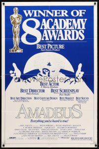 9x035 AMADEUS awards 1sh '84 Milos Foreman, Mozart biography, cool artwork!