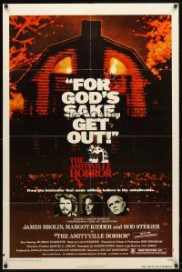 9x040 AMITYVILLE HORROR 1sh '79 great image of haunted house, for God's sake get out!
