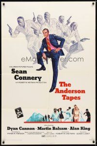 9x046 ANDERSON TAPES 1sh '71 art of Sean Connery & gang of masked robbers, Sidney Lumet