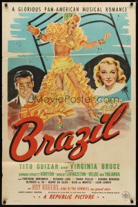 9x127 BRAZIL 1sh '44 Tito Guizar & Virginia Bruce in a glorious Pan-American musical romance!