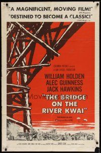 9x132 BRIDGE ON THE RIVER KWAI pre-awards style A 1sh '58 Holden, Guinness, David Lean classic!