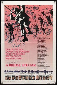 9x134 BRIDGE TOO FAR style B 1sh '77 Michael Caine, Connery, cool art of hundreds of paratroopers!