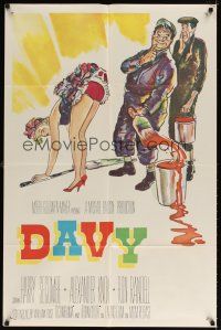 9x197 DAVY 1sh '57 wacky Harry Secombe, sexy Susan Shaw, Ealing comedy!