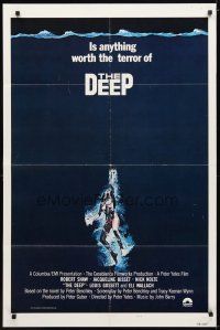9x203 DEEP style B 1sh '77 great art of sexy swimming scuba diver Jacqueline Bisset!