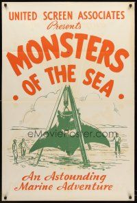 9x209 DEVIL MONSTER 1sh R30s Monsters of the Sea, cool artwork of giant stingray!