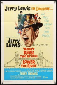 9x222 DON'T RAISE THE BRIDGE, LOWER THE RIVER 1sh '68 wacky image of Jerry Lewis in London!