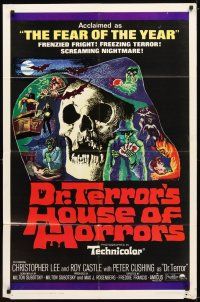 9x230 DR. TERROR'S HOUSE OF HORRORS 1sh '65 Christopher Lee, cool horror montage art!
