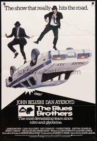9x115 BLUES BROTHERS English 1sh '80 art of John Belushi & Dan Aykroyd singing & dancing!