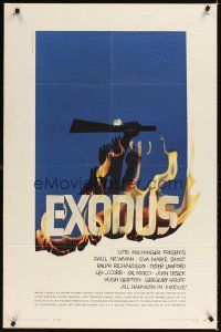 9x259 EXODUS 1sh '61 Otto Preminger, great artwork of arms reaching for rifle by Saul Bass!