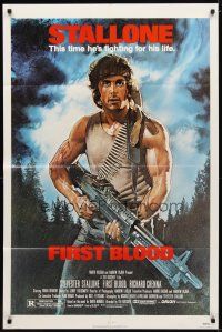 9x277 FIRST BLOOD 1sh '82 artwork of Sylvester Stallone as John Rambo by Drew Struzan!