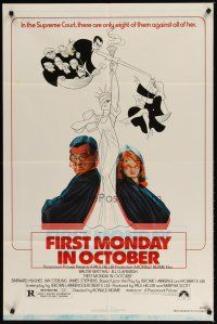 9x278 FIRST MONDAY IN OCTOBER 1sh '81 Walter Matthau, Jill Clayburgh, wacky art of justice!