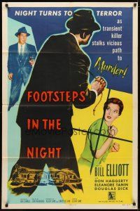 9x283 FOOTSTEPS IN THE NIGHT 1sh '57 the curious case of the careless strangler!
