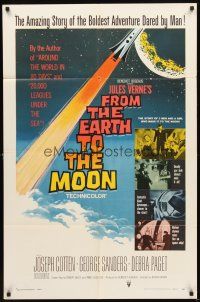 9x298 FROM THE EARTH TO THE MOON 1sh '58 Jules Verne's boldest adventure dared by man!