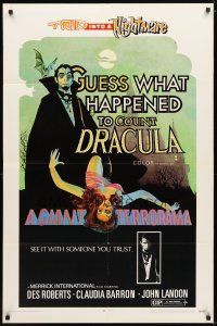 9x328 GUESS WHAT HAPPENED TO COUNT DRACULA 1sh '70 art of vampire & victim, trip into a nightmare!