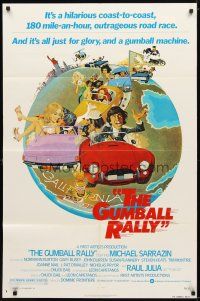 9x330 GUMBALL RALLY 1sh '76 Michael Sarrazin, cool art of car racing around the world!