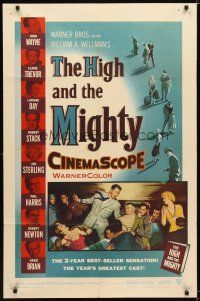 9x348 HIGH & THE MIGHTY 1sh '54 John Wayne, Claire Trevor, directed by William Wellman!