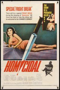 9x354 HOMICIDAL 1sh '61 William Castle's frightening story of a psychotic female killer!