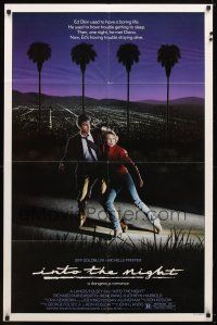 9x384 INTO THE NIGHT 1sh '85 cool image of Jeff Goldblum & Michelle Pfeiffer on the run!