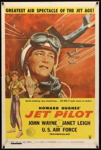 9x393 JET PILOT 1sh '57 John Wayne flies with the Screaming Eagles, Janet Leigh, Howard Hughes