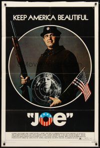 9x395 JOE 1sh '70 Peter Boyle w/shotgun, American flag, and hippie target, drugs!