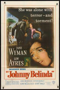 9x396 JOHNNY BELINDA 1sh '48 Jane Wyman was alone with terror and torment, Lew Ayres