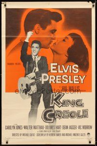 9x414 KING CREOLE 1sh '58 great image of Elvis Presley with guitar & sexy Carolyn Jones!