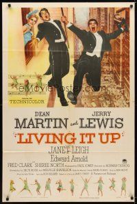 9x454 LIVING IT UP 1sh '54 sexy Janet Leigh watches wacky Dean Martin & Jerry Lewis!