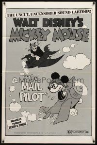 9x488 MAIL PILOT 1sh R74 Walt Disney, wacky art of pilot Mickey Mouse, uncensored!
