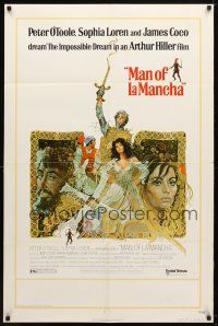 9x493 MAN OF LA MANCHA 1sh '72 Peter O'Toole, Sophia Loren, cool Ted CoConis art!