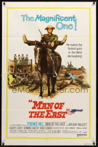 9x494 MAN OF THE EAST int'l 1sh '74 image of cowboy Terence Hill on horseback, spaghetti western!