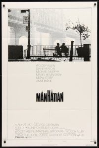 9x499 MANHATTAN style B 1sh '79 classic image of Woody Allen & Diane Keaton by bridge!