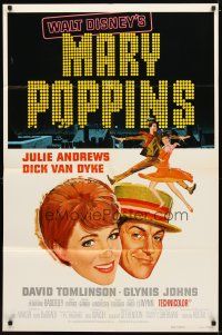 9x507 MARY POPPINS style A 1sh R73 Julie Andrews & Dick Van Dyke in Walt Disney's musical classic!