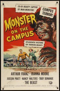 9x530 MONSTER ON THE CAMPUS signed 1sh '58 by director Jack Arnold, great art of beast amok!