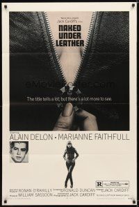 9x549 NAKED UNDER LEATHER 1sh '70 Jack Cardiff directed, Alain Delon, sexy Marianne Faithfull!
