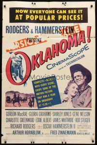 9x578 OKLAHOMA 20th Century Fox release 1sh '56 MacRae, Jones, Rodgers & Hammerstein musical!