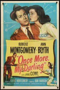 9x583 ONCE MORE MY DARLING 1sh '49 romantic image of Robert Montgomery & sexy Ann Blyth!