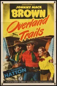 9x593 OVERLAND TRAILS 1sh '48 Johnny Mack Brown, Raymond Hatton & Virginia Belmont!