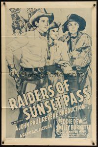 9x635 RAIDERS OF SUNSET PASS 1sh R50 John English, Eddie Dew, Smiley Burnette & Jennifer Holt!