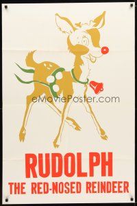 9x655 RUDOLPH THE RED-NOSED REINDEER 1sh '60s cool art of Santa's lead reindeer!