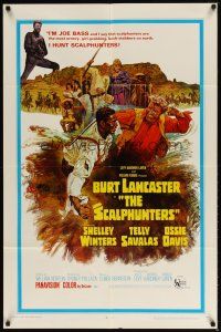 9x676 SCALPHUNTERS 1sh '68 great art of Burt Lancaster & Ossie Davis fighting in mud!