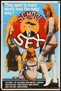 9x683 SCHOOL FOR SEX 1sh '68 Derek Aylward, Rose Alba, full-length image of sexy redheads!