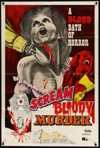 9x688 SCREAM BLOODY MURDER 1sh R70s Gore-Nography, gross out sex horror art!