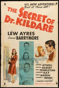 9x695 SECRET OF DR. KILDARE 1sh '39 Lew Ayres, Lionel Barrymore, art of pretty nurse Laraine Day!