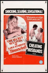 9x697 SECRET SEX LIVES OF LOVE STARVED HOUSEWIVES/CHEATING HUSBANDS 1sh '72 sexy double-bill!