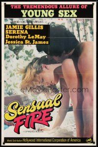 9x709 SENSUAL FIRE 1sh '79 Jamie Gillis, sexy Serena, the tremendous allure of young sex!