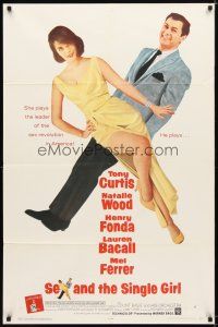 9x715 SEX & THE SINGLE GIRL 1sh '65 great full-length image of Tony Curtis & sexiest Natalie Wood!